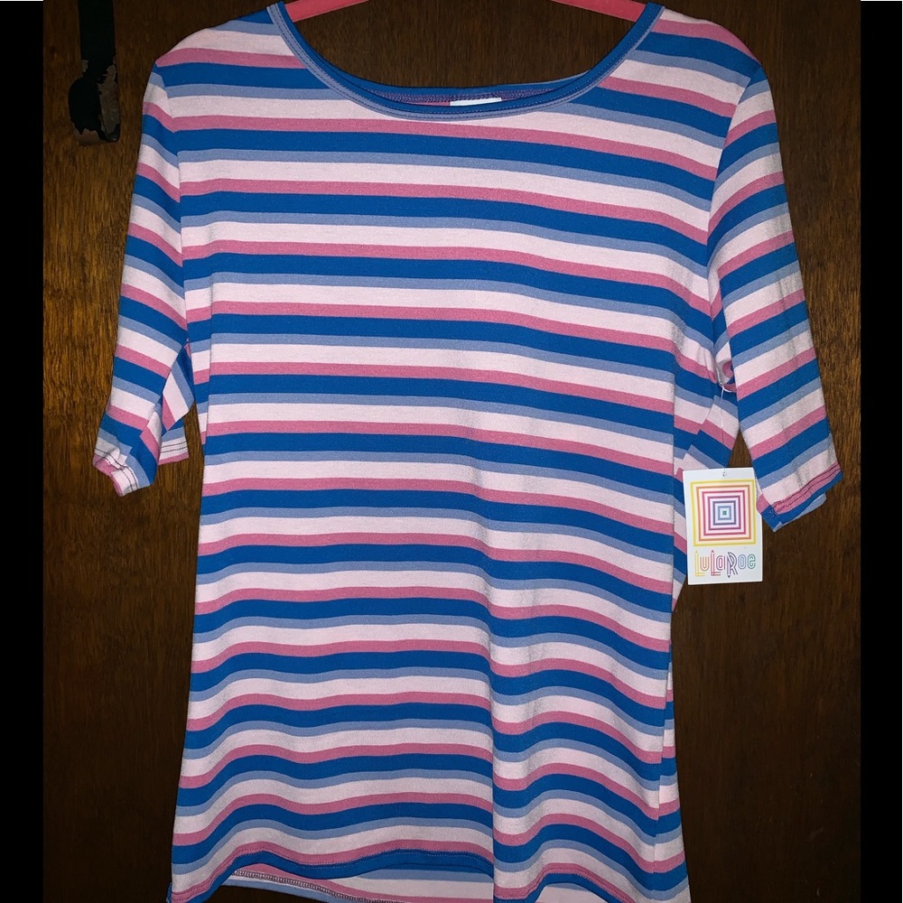 Lularoe GiGi Pink and Blue Striped XL